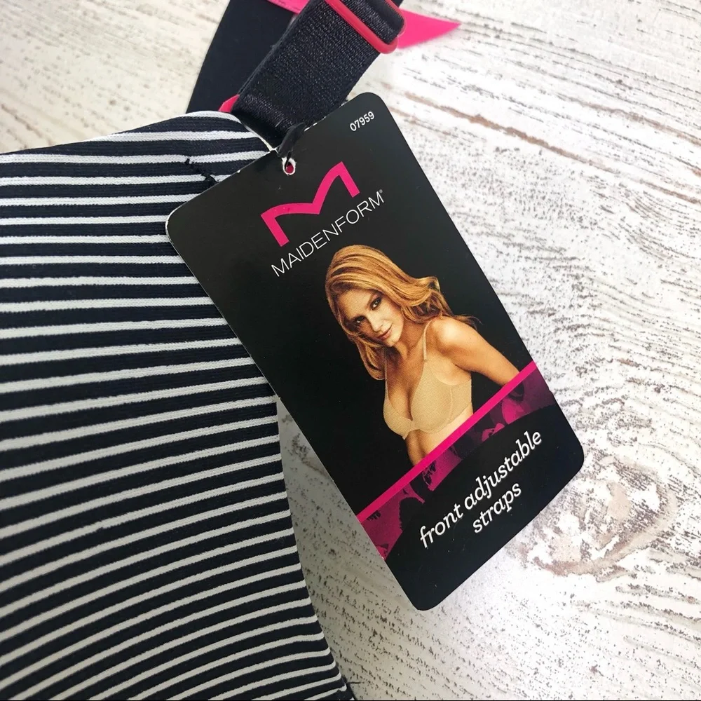 NWT MAIDENFORM One Fab Fit Everyday Demi Underwire Bra Striped 32DD